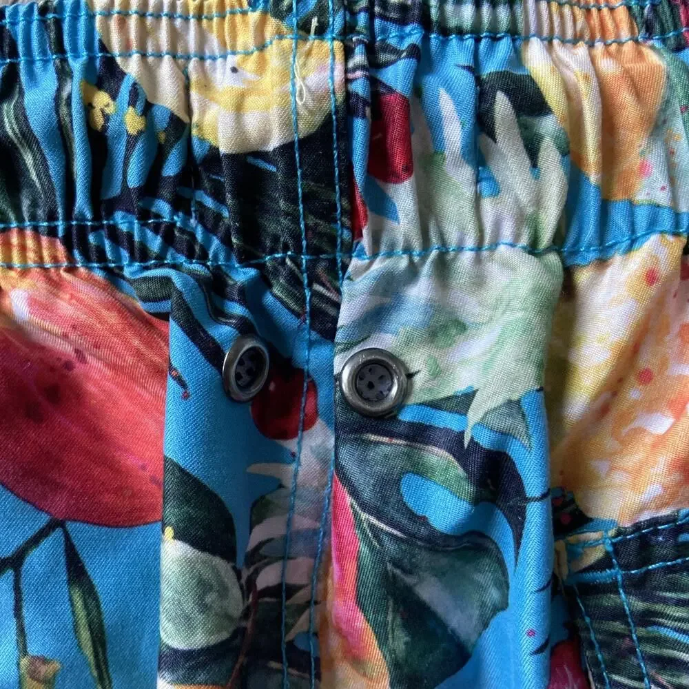Trunks Blue Fruit Graphic Meshed Lined Swim Trunks